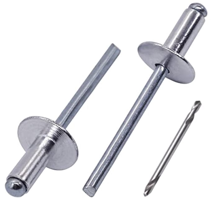 Grote flens aluminium blindklinknagels 5,0 x 12 mm - 50 stuks