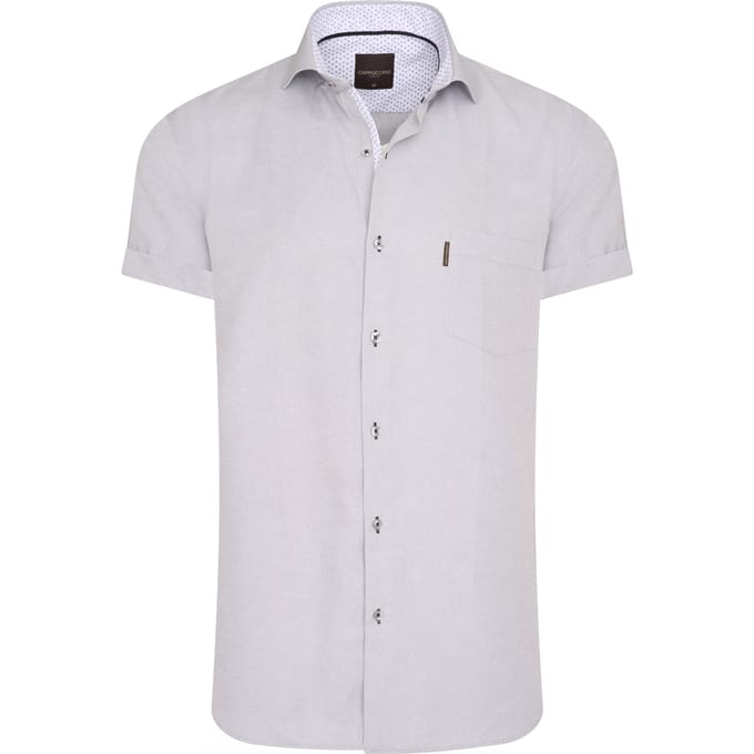 Cappuccino Italia - Heren Overhemden Short Sleeve Blouse Grijs - Grijs - Maat S