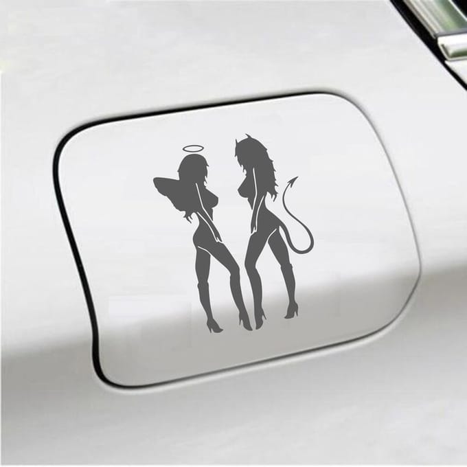 Bumpersticker - Engeltjes - 14 X 10 - Antraciet