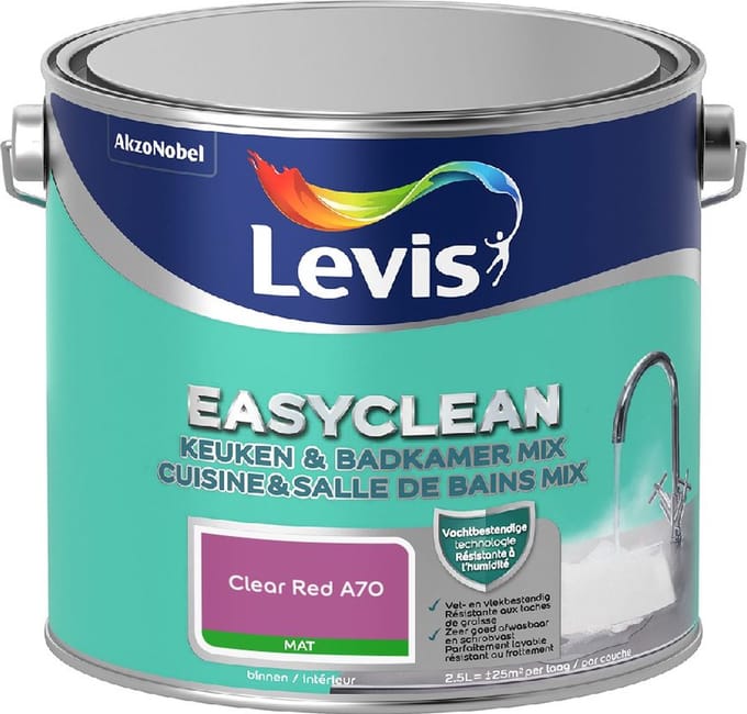 Levis - Easyclean Keuken & Badkamer Mix - Clear Red A70 - Mengverf - 2,5 L