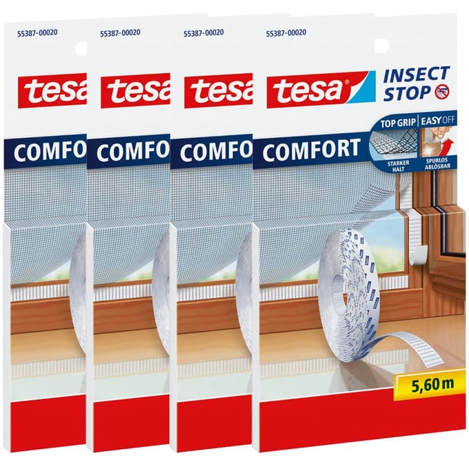 Tesa Comfort - Zelfklevende Klittenband - Meetbaar 5,6m - Wit - Verwijderbaar