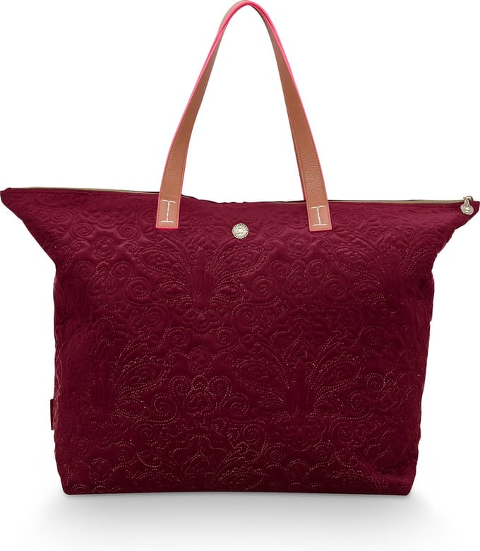 Pip Studio - Tilda - Quiltey Days - Shopper - Rood - Fluweel / Polyester - 66x20x44cm