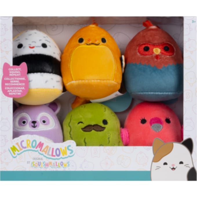 Squishmallows Micromallows 6-Pack Charles, Onet, Cookie, Reed, Mo, Layla Poppetjes en figuren Knuffels en pluche