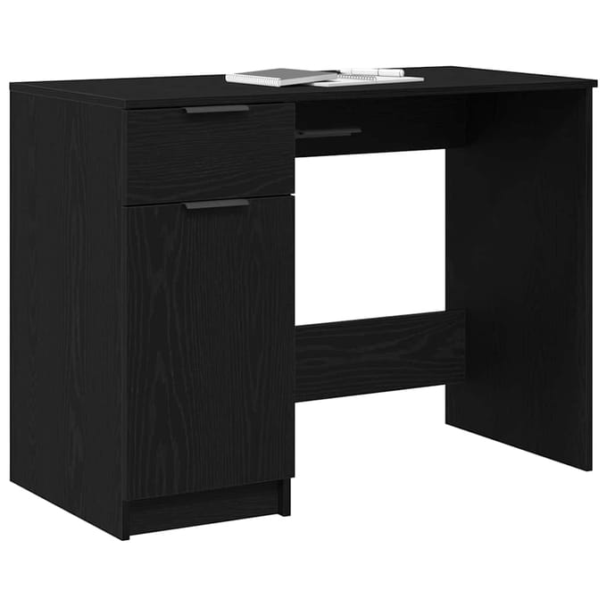 vidaXL - Bureau - Zwart - Eiken - Bewerkt - hout - 100 - x - 50 - x - 75 - cm
