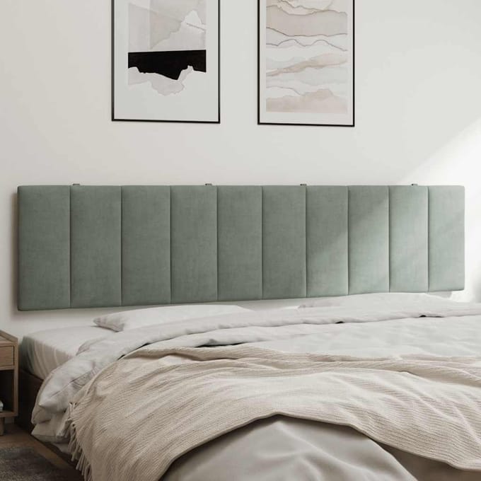 vidaXL - Hoofdbordkussen - "Hanko" - 200 - cm - velvet - lichtgrijs