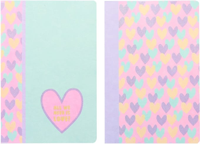 Kangaro schriften - B'LOG HEARTS - formaat A4 - met ruit 5mm - 2 stuks