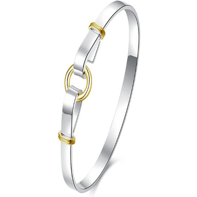 Dames Armband Zilverkleurig Open Armband Mode Mode Kleurscheiding O Armband Sieraden white