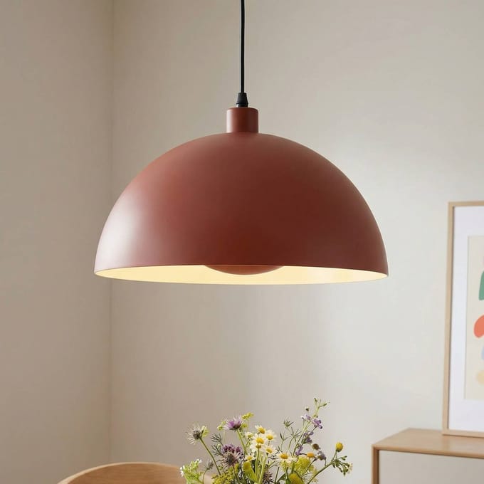 Searchlight Hanglamp Mars, donkeroranje, Ø 25 cm, staal