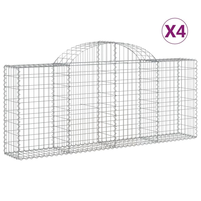 vidaXL - Schanskorven - 4 - st - gewelfd - 200x30x80/100 - cm - gegalvaniseerd - ijzer