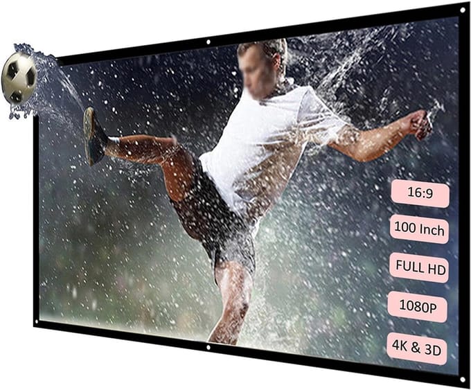 Projectiescherm - Draagbaar scherm - Thuisbioscoop - Opvouwbaar ontwerp - 120 Inch 16:9 - Zwart en wit