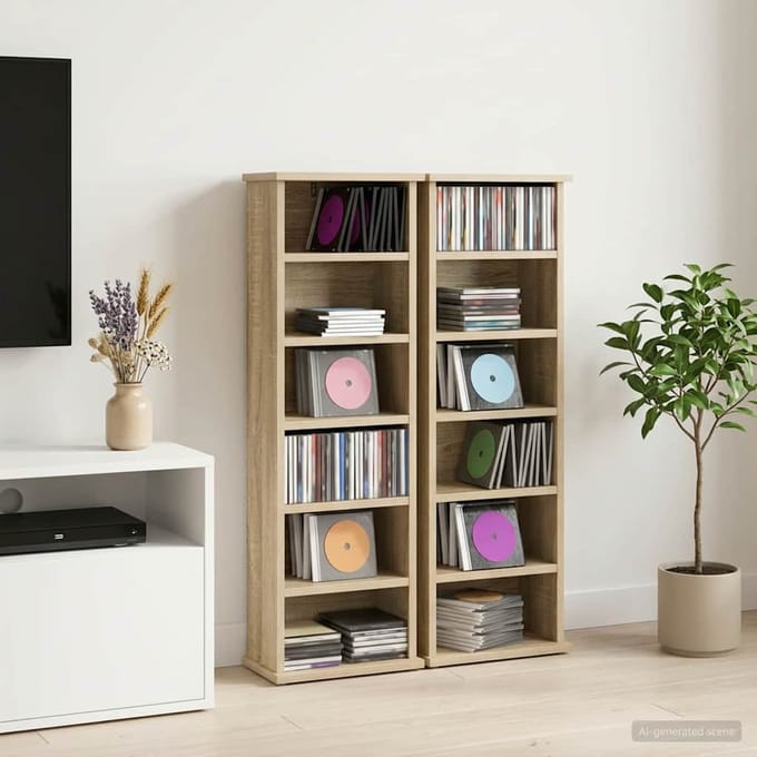 vidaXL - CD - Kast - 2 - st - Sonoma - Eiken - 60 - x - 17 - x - 92 - cm - Bewerkt - hout