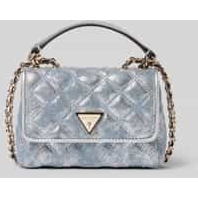 GUESS schoudertas Giully II Mini 2 Compartment Convertible Flap Metallic Denim Lichtblauw