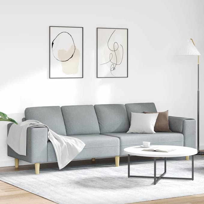 vidaXL - Woonkamerbank - Lichtgrijs - 250 - x - 77 - x - 76 - cm - Polyester