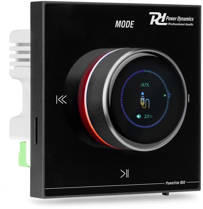 Power Dynamics Powerline B50B inbouw versterker - Met touchscreen en Bluetooth - 2x 25W - Zwart
