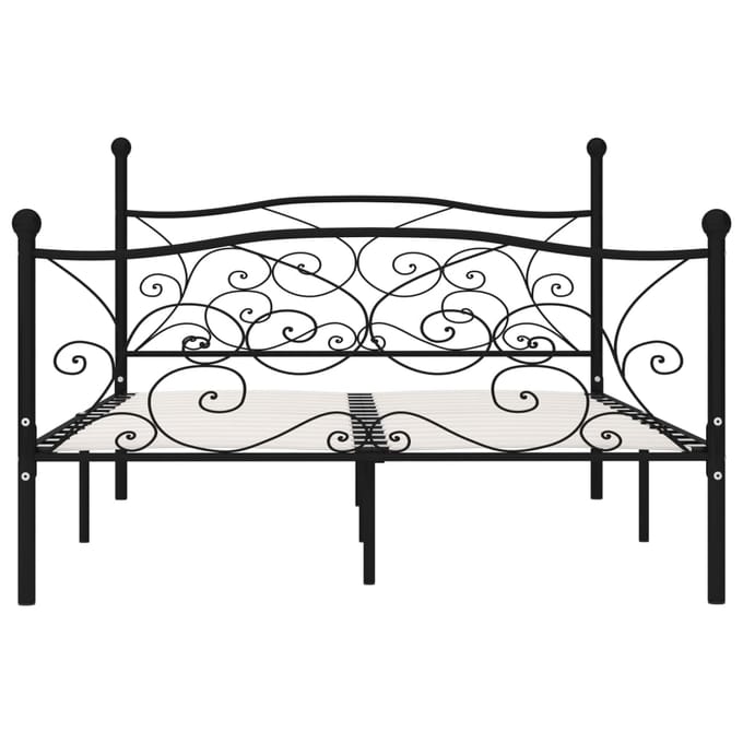 vidaXL - Bedframe - met - lattenbodem - metaal - zwart - 140x200 - cm