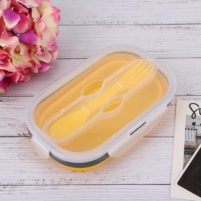 800ml Draagbare Siliconen Opvouwbare Lunchbox Bento Boxen Voedselcontainer voor Buitenreizen blauw