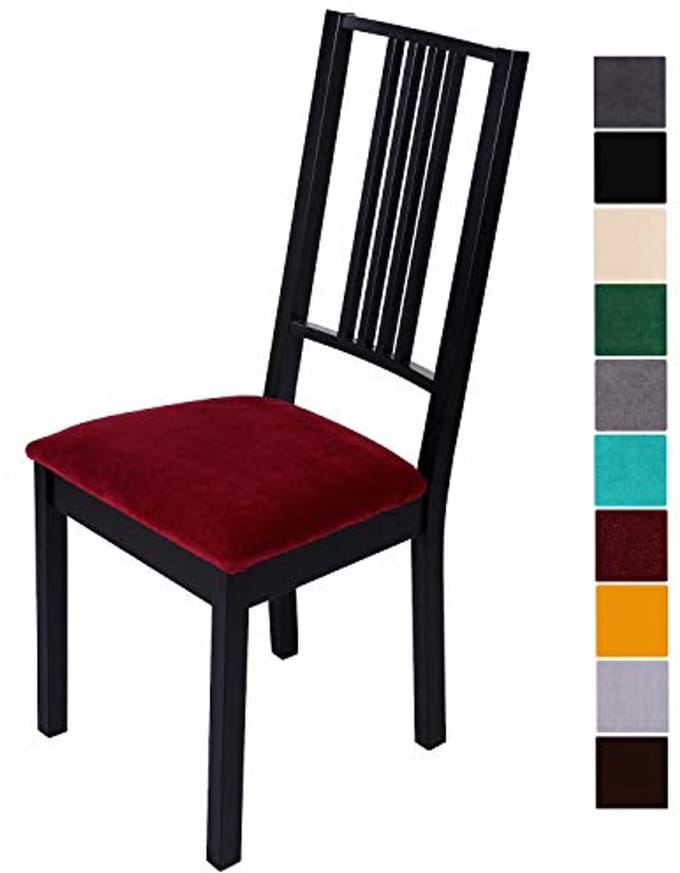 Elastische Fluwelen Stoelhoezen Set van 6 voor Eetkamerstoelen - Wasbaar en Antislip - Rood