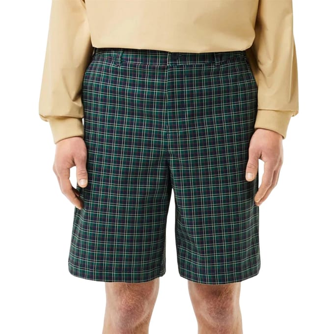 Lacoste Heren Ultra Dry Geruite Golfshorts (Groen)