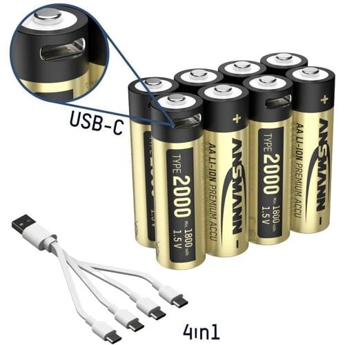 Ansmann 1312-0039 Oplaadbare AA batterij (penlite) Lithium 1800 mAh 1.5 V 8 stuk(s)