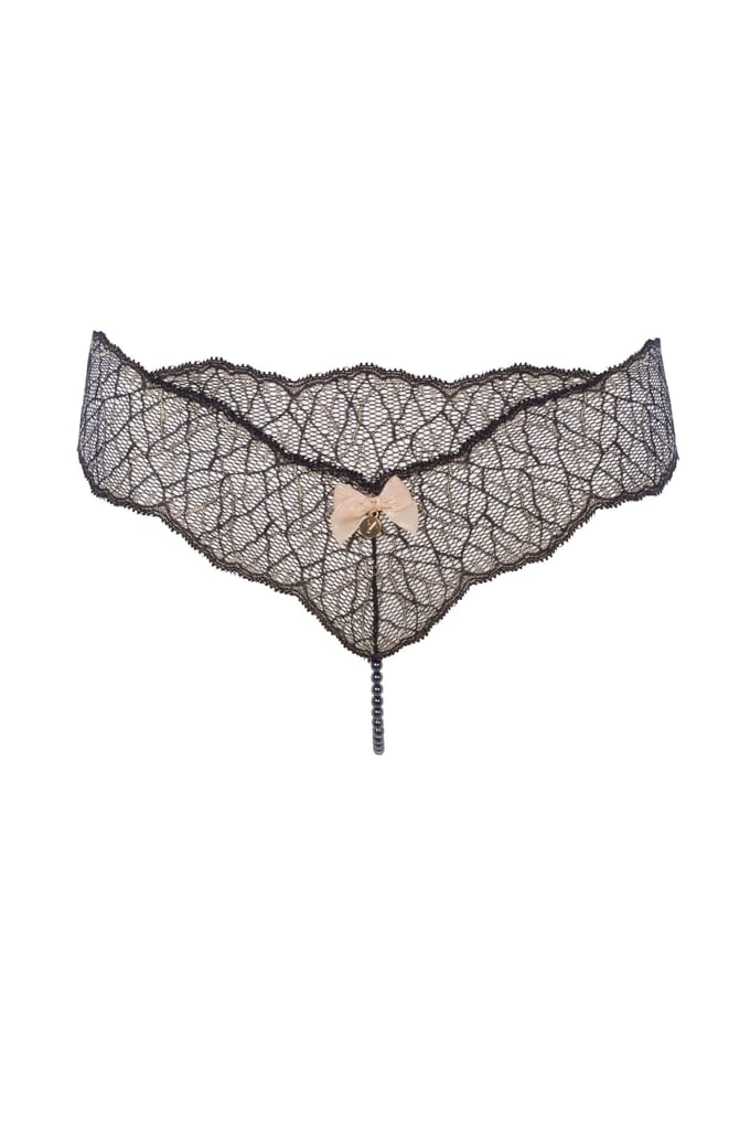Bracli | Sydney Pearl Thong Set Dark | Black 2 | Luxury Lingerie size Plus size plus