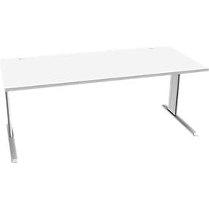 Schäfer Shop Pure Desk PLANOVA BASIC, rechthoekig, C-voet, B 1800 x D 800 x H 717 mm, wit + kabelgoot