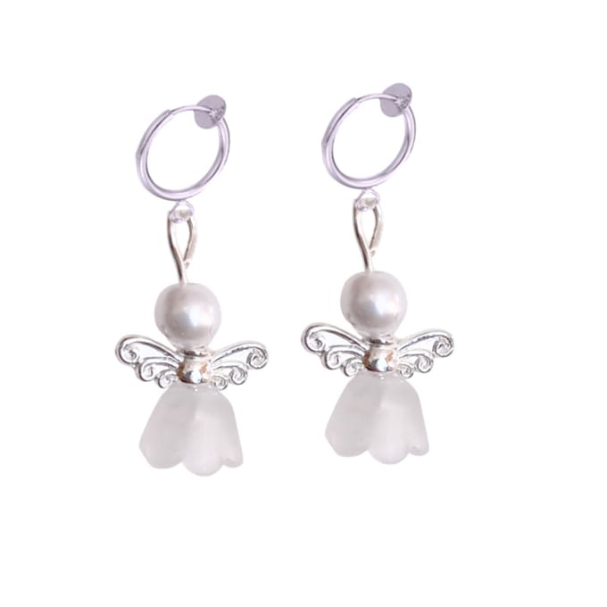 Klem Oorbellen Engel - Wit - Kerst-geen gaatje-Charme Bijoux