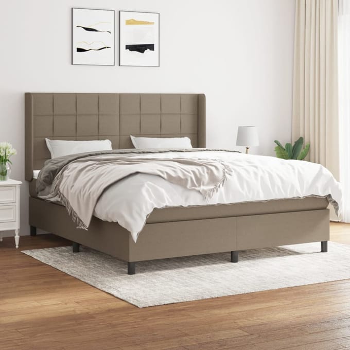 vidaXL - Boxspring - met - matras - stof - taupe - 160x200 - cm