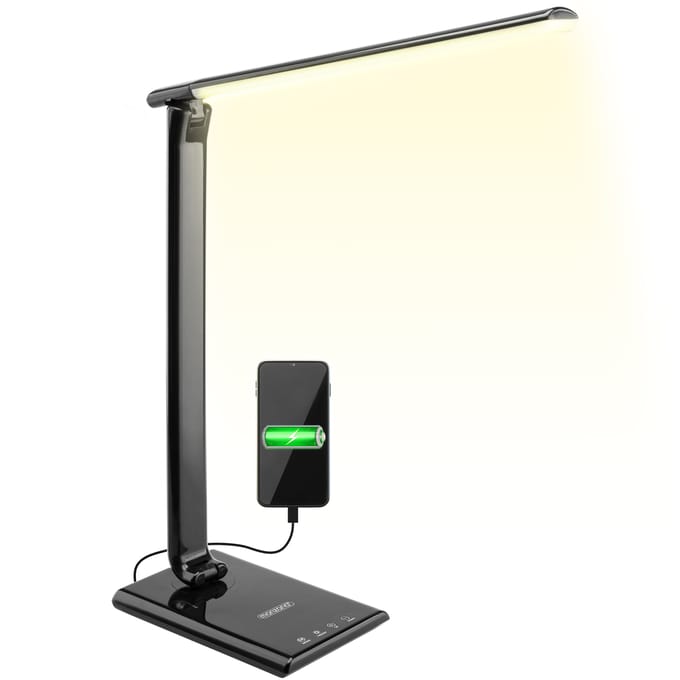Monzana LED Bureaulamp USB Laadfunctie Kleurwarmtes Instelbaar Dimbaar Zwart