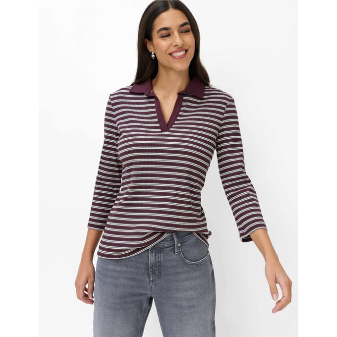 Brax Dames Poloshirt  Style CLEO M blackberry violet, donkerpaars, maat 36