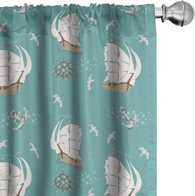 ABAKUHAUS zeilgordijnen – 2x75x245 cm – microvezel – Licht teal