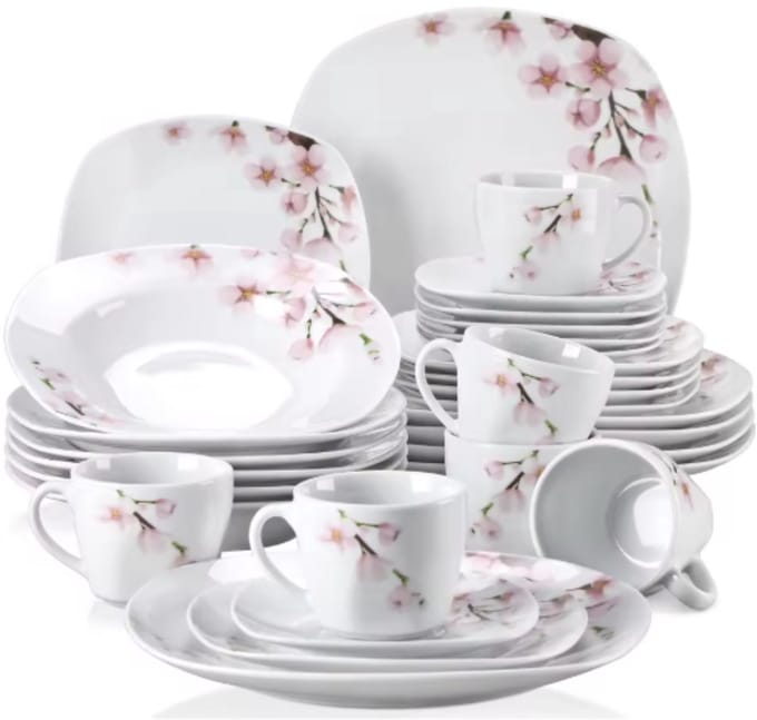 Golden Serviesset - 6 persoons - 30 delig - Wit Keramisch - Eetborden - Breakfast Plates