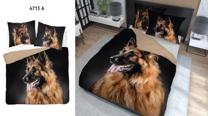 Herder Hond Dekbedovertrek 220x200 2in1 3D Duurzaam Katoen