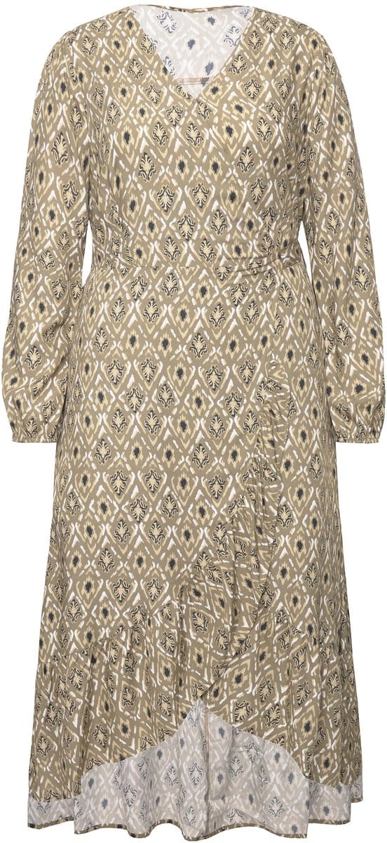 Studio Untold - Dames - Maxi-jurk A-lijn print all-over wikkellook - Palmboomgroen - Maat 46+