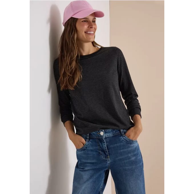 Longsleeve met boothals en strepen