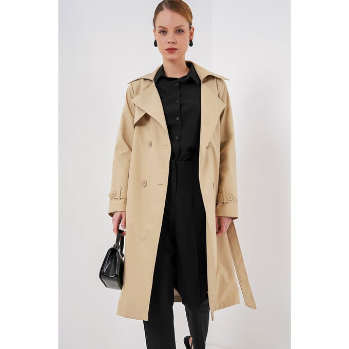 Dubbelbreasted Lange Trenchcoat