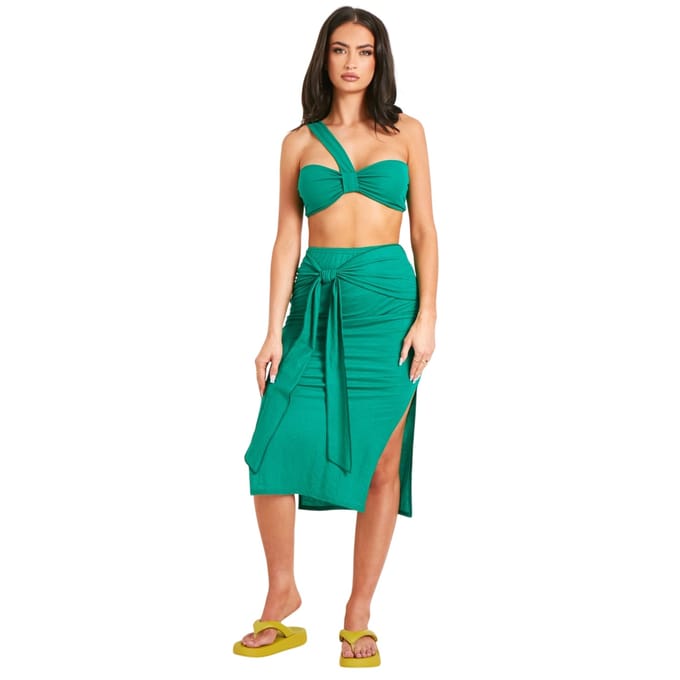 Missy Empire Linnen midi-rok voor dames (Groen)