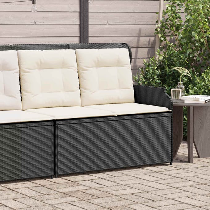 vidaXL - Tuinbank - 2-zits - Zwart - en - Crème - Wit - poly - rattan