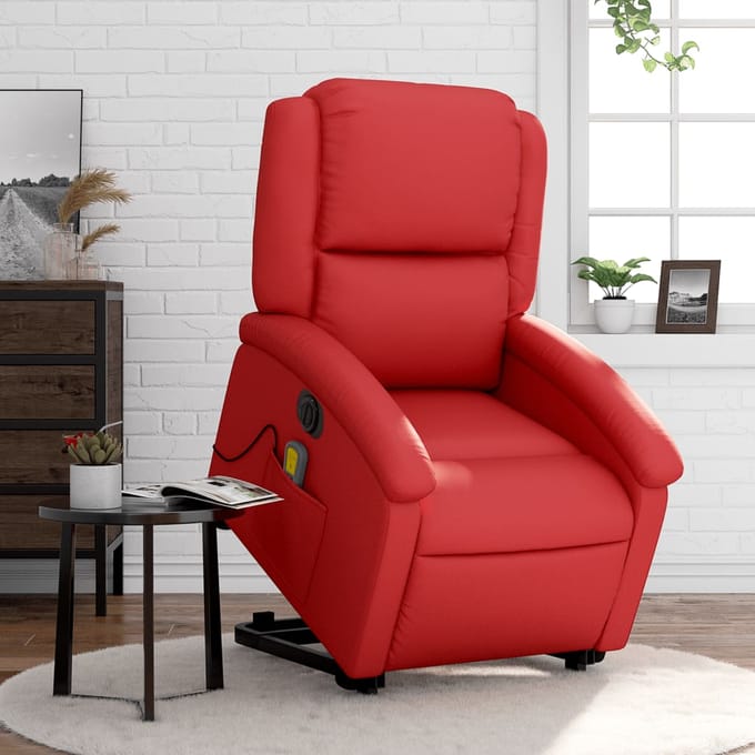 vidaXL - Sta-op-massagestoel - elektrisch - kunstleer - rood