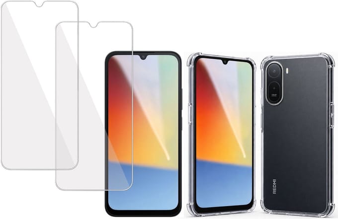 TechNow Hoesje + 2x Screenprotector geschikt voor Xiaomi Redmi A7 Pro 4G Hoesje Screenprotector - Tempered Glass - Extreme Shock Case Transparant