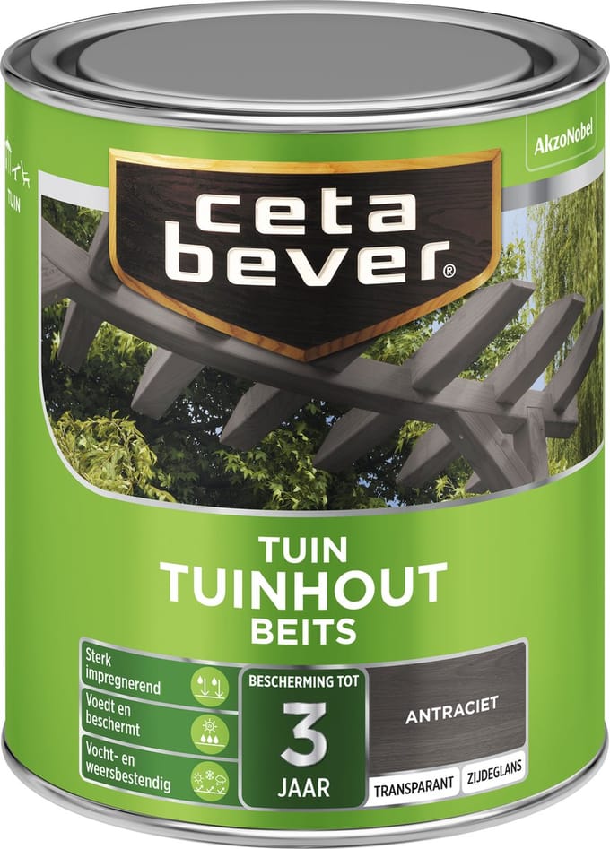 Cetabever Buitenbeits Transparant Tuinhout Beits - Antraciet - Zijdeglans - 750ml