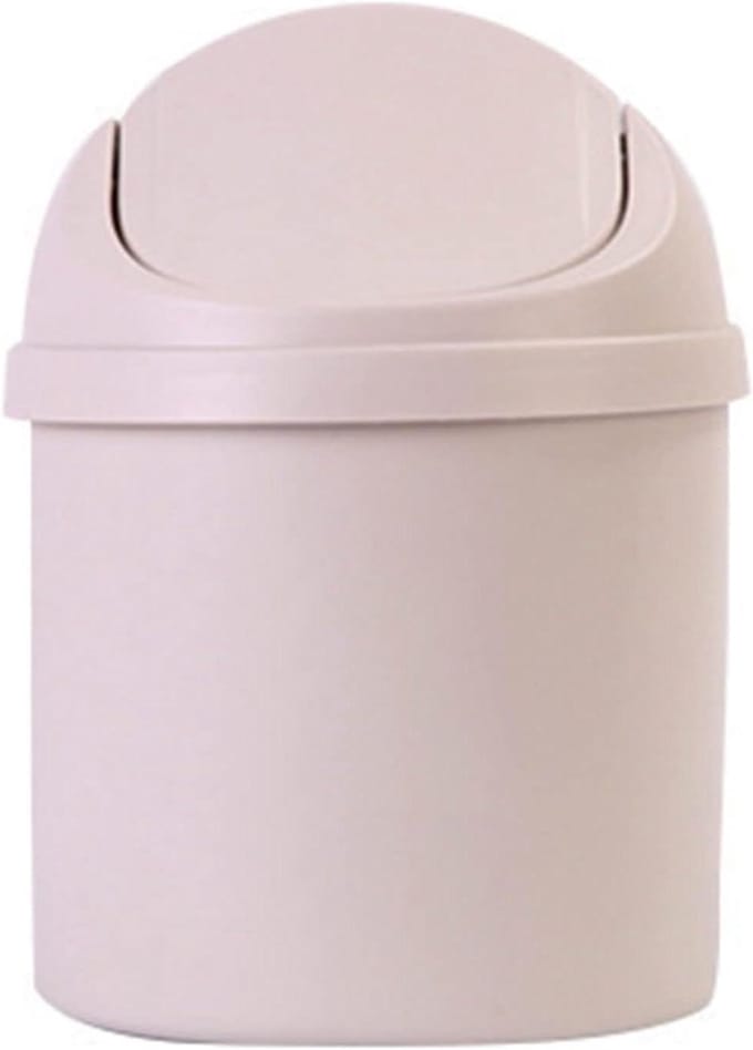 Mini Prullenbak - Tafelvuilnisbak Desktop - Bureau Opruimen - Met Deksel - Compact - Wit