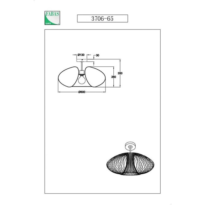 Fabas Luce Fassa plafondlamp, zwart, Ø 60 cm, metaal