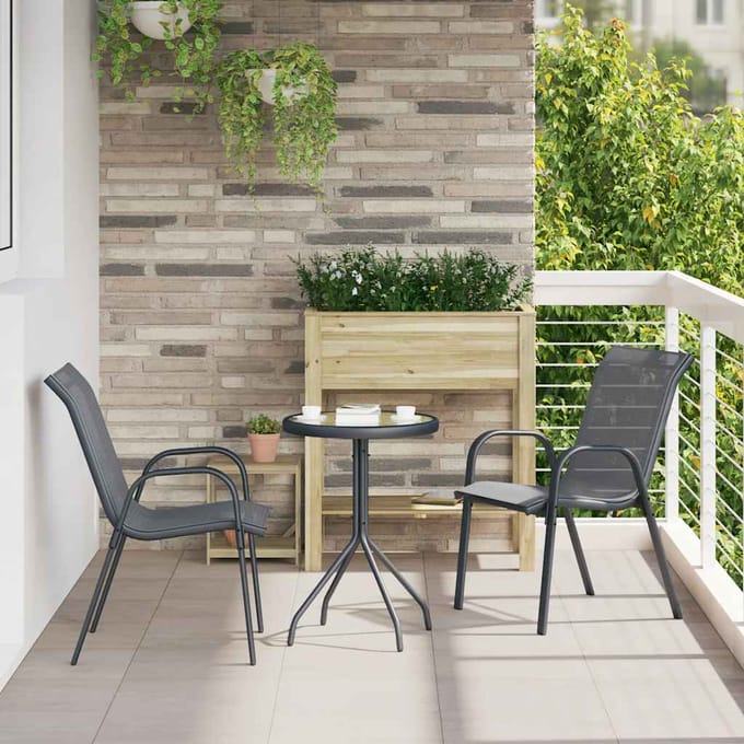 vidaXL - Tuinstoelen - stapelbaar - 2 - st - textileen - stof - grijs