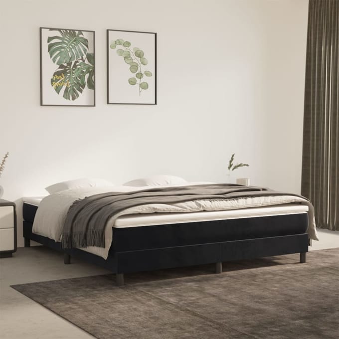 vidaXL - Boxspring - bed - 160x200 - cm - fluweel - zwart
