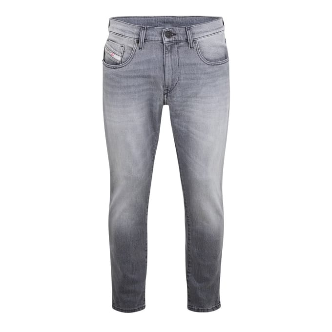 Diesel Heren Gewassen Denim 5 Pocket Straight Leg Jeans (Grijs)