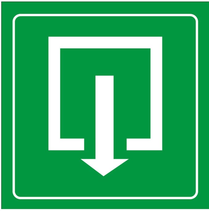Uitgang sticker, groen wit 200 x 200 mm
