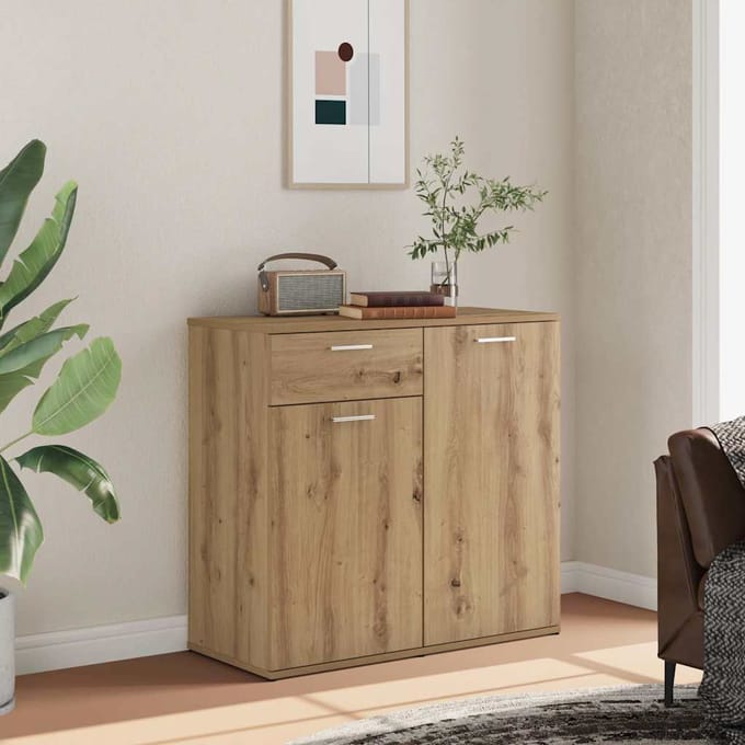 vidaXL Dressoir 80x36x75 cm bewerkt hout artisanaal eikenkleur