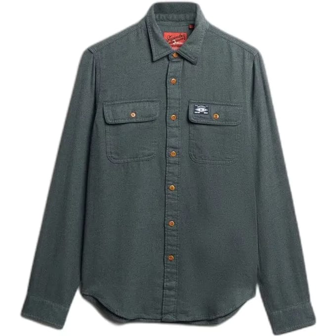 Superdry Flanellen werkoverhemd grijsgroen