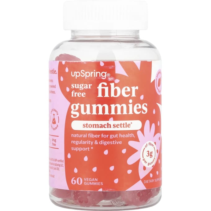 UpSpring, Vezelgummies, aardbei, vegan gummies 60 stuks
