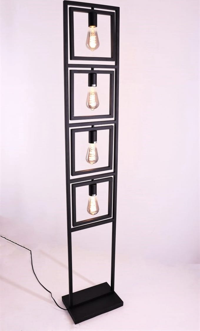 Vloerlamp mat zwart foldable